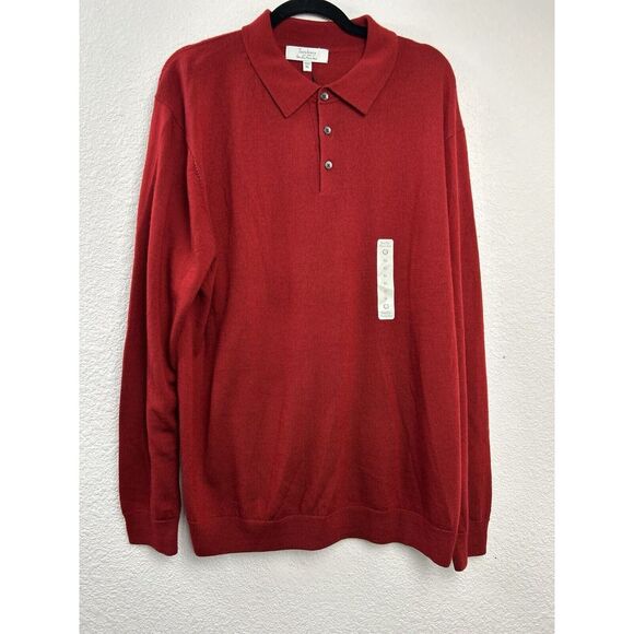 Turnbury Extra Fine Merino Wool Burgundy Sweater Collar Sz XL Men's Banded Waist - Picture 1 of 12